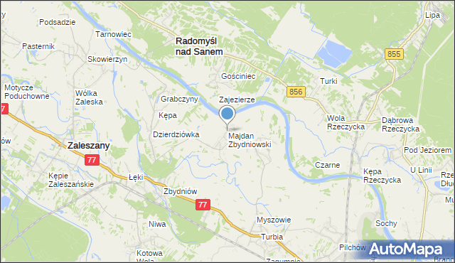 mapa Majdan Zbydniowski, Majdan Zbydniowski na mapie Targeo